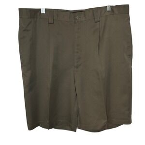 Van Heusen Mens Brown Flat Front Golf Shorts‎ Size 40 Casual Polyester Khaki